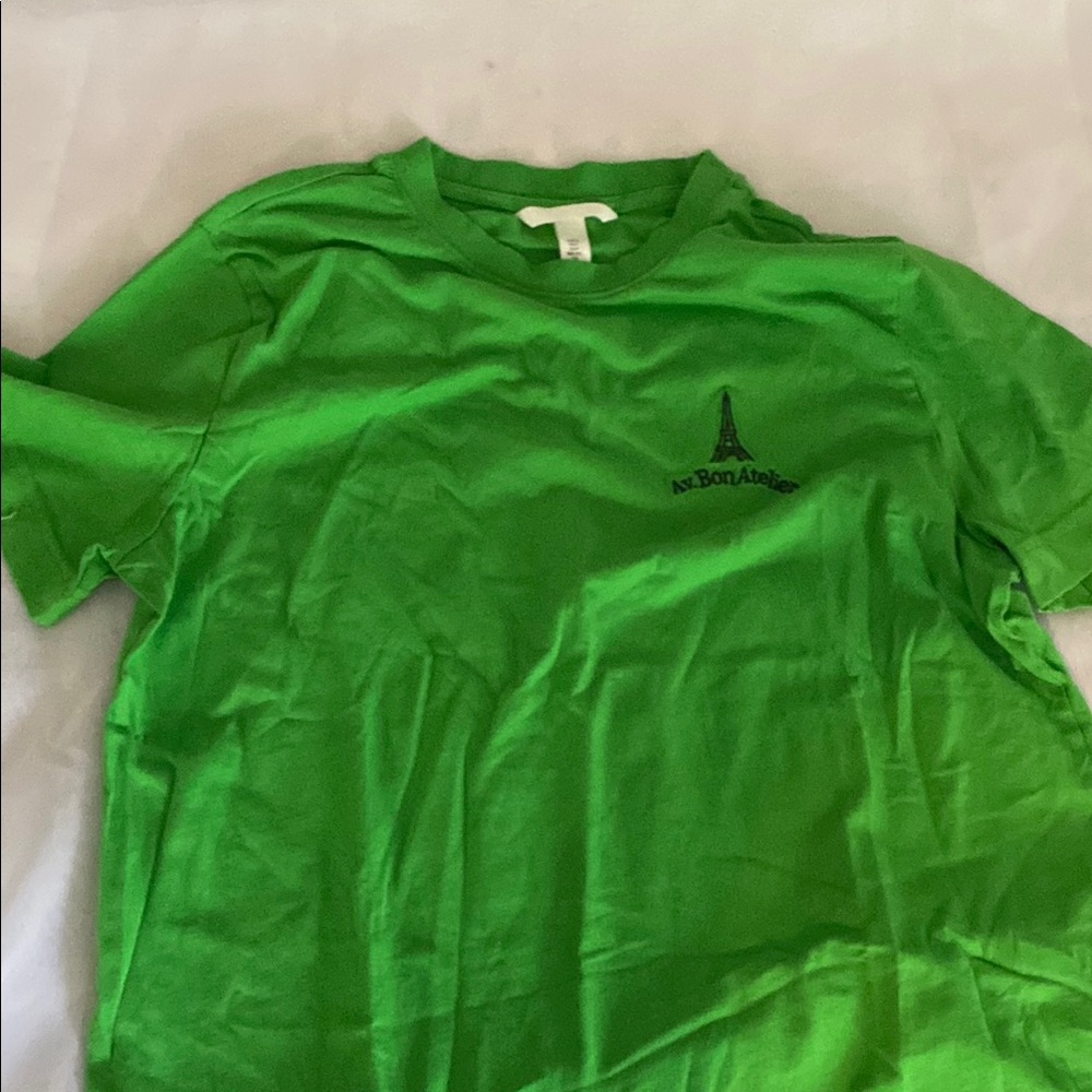 Green T-Shirt with Eiffel Tower Design
